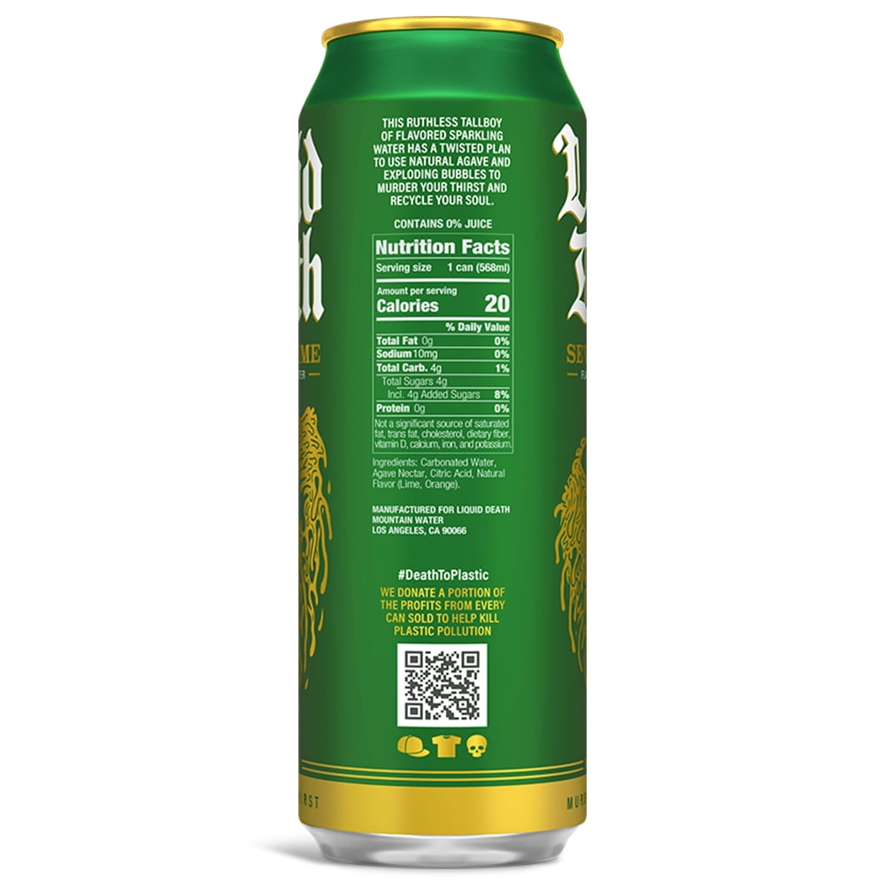 Liquid Death Sparkling Water, Severed Lime 19.2 oz King Size Can