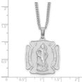 thumbnail image 2 of Solid Spring-Ring Engravable (back only) Rhodium Plated St. Florian Medal Necklace 24 Inch Pendant Necklace for Women, 2 of 2