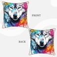 thumbnail image 3 of Fotbe Cool Colorful Wolf Pattern Velvet Decorative Throw Pillow Covers with Elegant Piping, Soft Plush Cushion Cover for Sofa, Bed, Car, Office-16"x16", 3 of 8