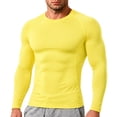 thumbnail image 2 of gzxflxpge Compression Shirts for Men Cusual Quick Dry Lightweight Breathable Long Sleeve Athletic Workout Tops Regular Fit Stretch Workout Undershirts Yellow M, 2 of 9