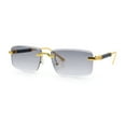 thumbnail image 4 of Luxury Beveled Lens Rich Art Retro Rimless Gangster Narrow Rectangle Sunglasses Gold - Smoke, 4 of 8
