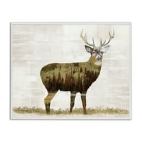 Stupell Industries Forest Pattern Deer Animals & Insects Painting White Framed Art Print Wall Art, 30 x 24