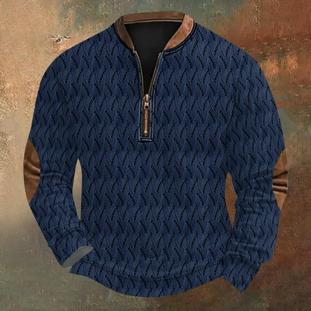 Blusas y camisas de manga larga con cuello redondo Sudadera con capucha de cuello redondo para hombre Jersey estampado Blusa de poliéster de manga larga para hombre