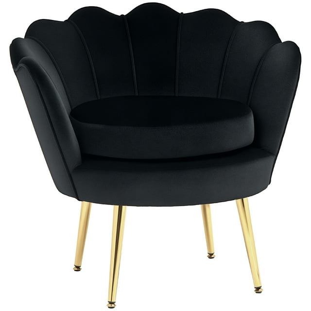 HOMCOM Modern Accent Chair Velvet Fabric Leisure Club Chair with Gold Legs