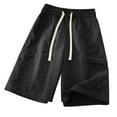 thumbnail image 4 of Havenre Men's Casual Cargo Shorts Trendy Big and Tall Regular Fit Elastic Waist Drawstring Lightweight Summer Beach Shorts with Pockets Black XL, 4 of 5