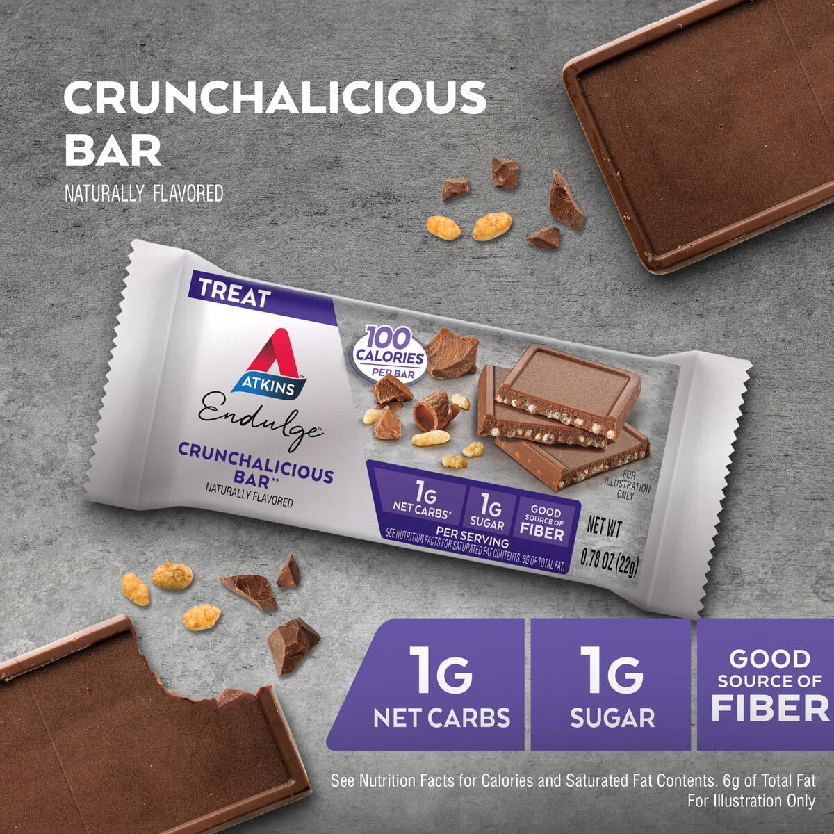 (4 pack) Atkins Endulge Treats, Crunchalicious Bar, Keto Friendly, 5 Count