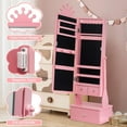 thumbnail image 2 of M optimized Kids Jewelry Armoire Cabinet w/ Full-Length Mirror & LED Light 13.78"x11.81"x46.77" Jewelry Cabinet Organizer w/ 3 Storage Drawers, Kids Vanity Dress Up Mirror Jewelry Cabinet for Girls, 2 of 9