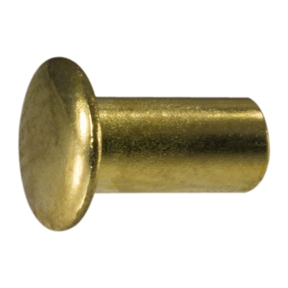 1/8" x 0.21" x 1/4" Brass Plated Steel Oval Head Tubular Rivets (80 pcs.)