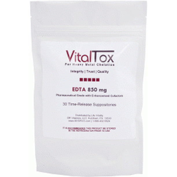 VitalTox EDTA Chelation Suppositories, 850mg, 30 Count