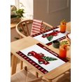thumbnail image 5 of Placemats Set of 8, Red Truck Christmas Woven Placemat, Linen Place Mats for Kitchen/Dining Tables, Plaid Xmas Tree Snowflake Washable Table Mats for Party, 5 of 8