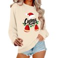 thumbnail image 2 of Women's Jingle Bell Print Christmas Sweatshirt Round Neck Hoodless Loose Fit Casual Holiday Wear, 2 of 6