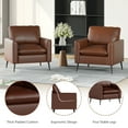 thumbnail image 6 of Coewske Modern Faux Leather Accent Chair Comfy Single Sofa Chair for Living Room Bedroom Office Brown, 6 of 7