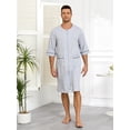 thumbnail image 3 of EA'S SECRET Mens Robes 100% Cotton Kimono House Coat Summer Zipper Short Bathrobes Soft Sleepwear with Pockets(Grey,L), 3 of 7