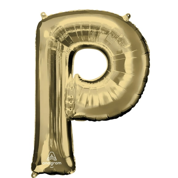 Deluxe White Gold Letter 'P' Foil Balloon - SuperFloat, Perfect Party Decor