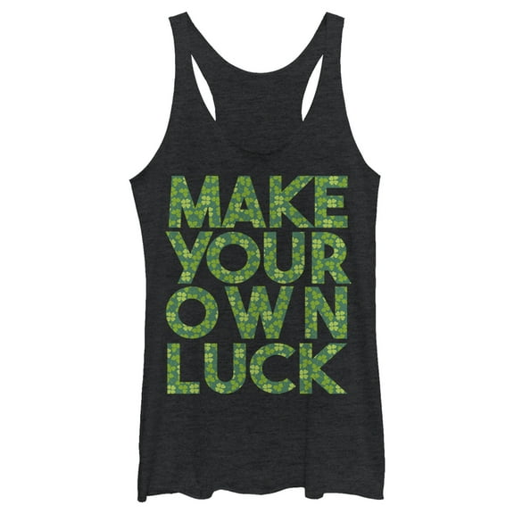 Women's Lost Gods St. Patrick's Day Make Your Own Luck Racerback Tank Top Black Heather Medium