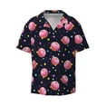 thumbnail image 2 of Lsque Cartoon Donut Planets print Men's Cuban Collar Short Sleeve Shirt Summer Beachwear Casual Button Down Fashionable Vacation Leisure Shirt-Large, 2 of 7