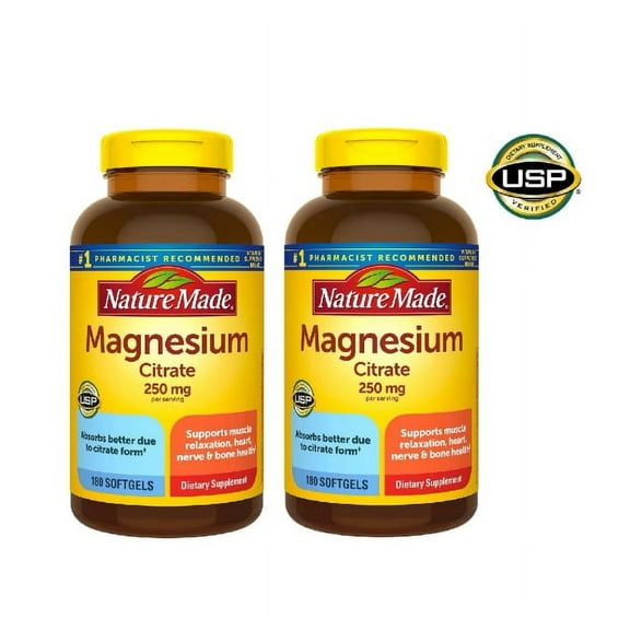 Nature Made Magnesium Citrate 250 mg., 180 Softgels 2PK