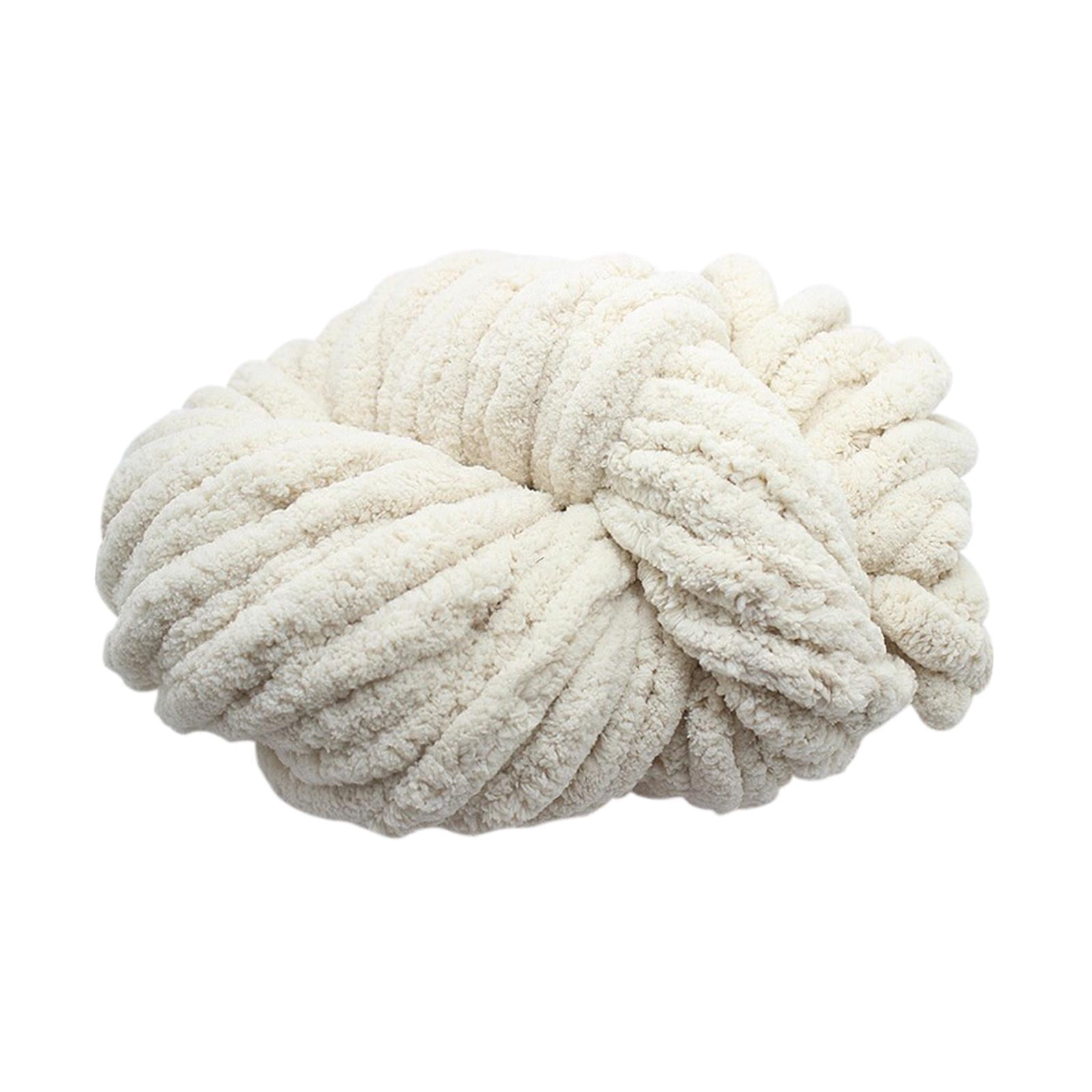 Tachiuwa Chunky Chenille Yarn for Crocheting, Bulky Thick Yarn for Knitting,Super Bulky Chunky Yarn for Hand Knitting Blanket Beige