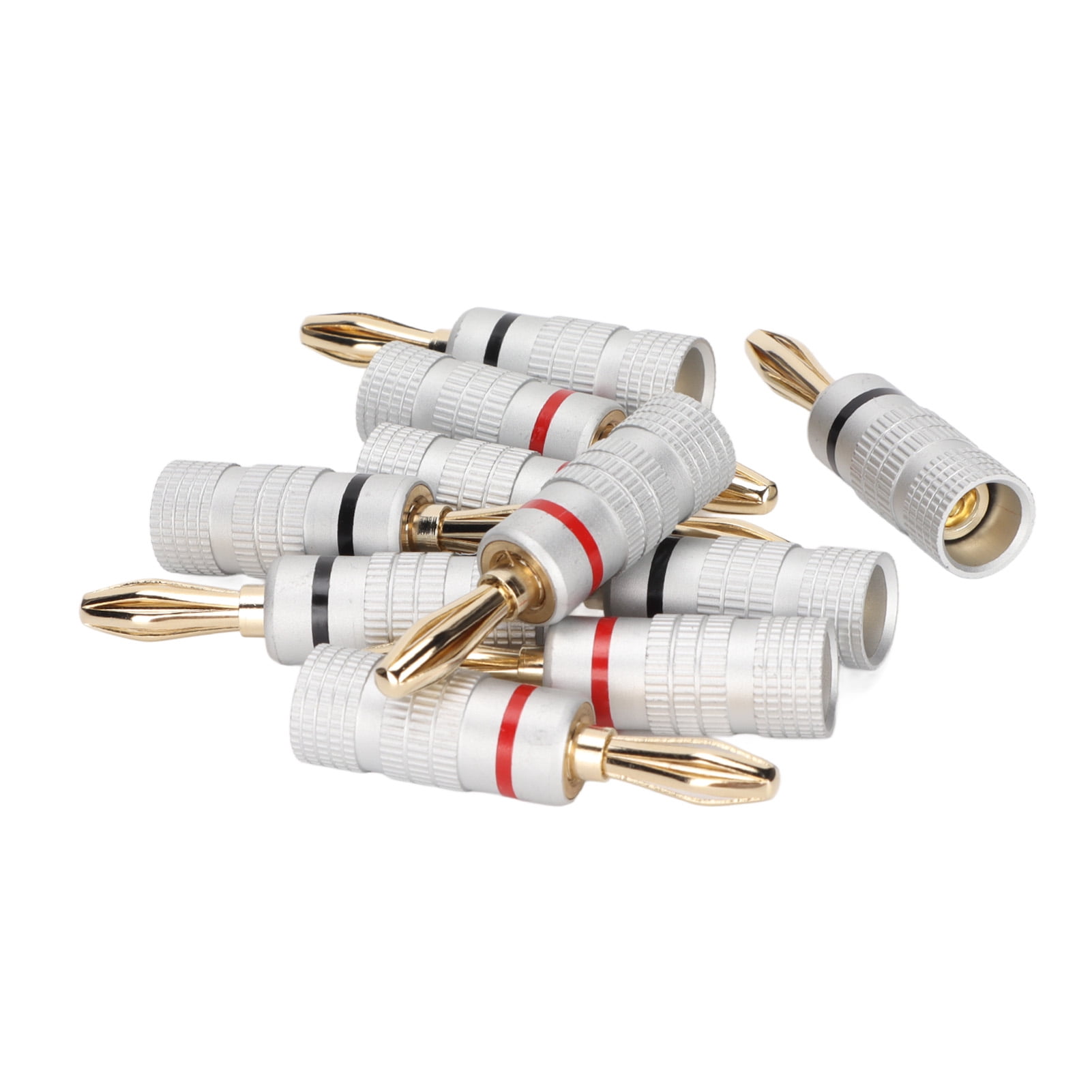 esptrs Speaker Connector,10Pcs Sound Banana Plug 24k Gold Dual Screw