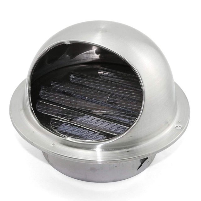 Rejilla de ventilación de campana montada en la pared redonda, rejilla de ventilación de aire montada en la pared, cubierta de ventilación con rejilla de acero inoxidable 304 para cocina 72 * 105 mm TUNC Sencillez
