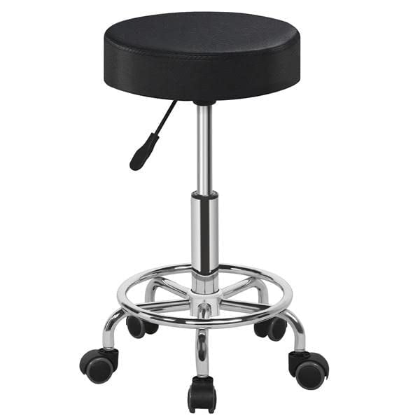 Silla giratoria de salón Rolling Stool Yaheetech, ajustable, negra
