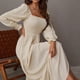 thumbnail image 4 of Vestido largo cruzado de manga larga para mujer, escote cuadrado, cintura alta, vestidos de fiesta de cóctel, 4 of 6