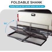 Rockland 60 x 20 Foldable Steel Cargo Carrier with 2” and 1.25” Receiver Bar, 500 LBS Capacity, Heavy-Duty Luggage Basket for SUV, Truck, Trailer, Rear Mounted Rack with Folding Design 10101168