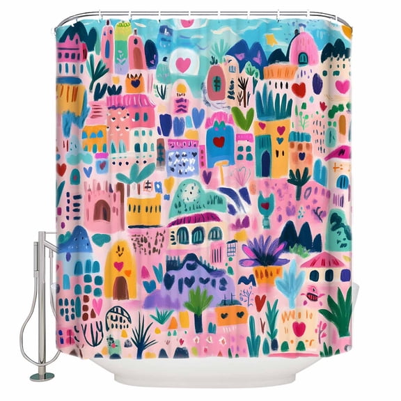 Extra Long Shower Curtain 72x84 Inch, Colorful Abstract Shower Curtain Waterproof Bathroom Decor Modern Artwork Oil Painting Fabric Bath Curtain Set Accessories with Hooks