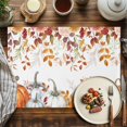 thumbnail image 4 of Fall Orange Pumpkin Placemats Set of 1 Fall Leaf Yellow Flowers Thanksgiving Harvest Heat Insulated Linen Place Mats, Washable Stain-Proof Table Mats for Dining Tables Holiday Decor 13x19inch, 4 of 9