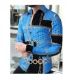 thumbnail image 1 of Camisa de hombre nueva moda con estampado de cadena, cuello con botones, camisa de manga larga, ropa informal de calle de verano de alta calidad, 1 of 6