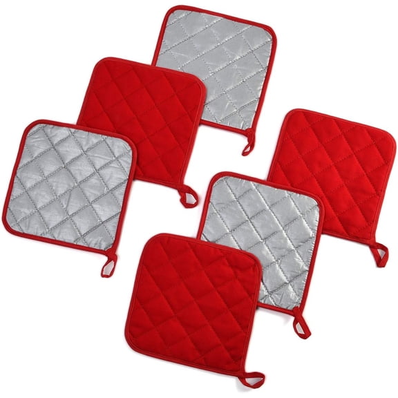 Potholders Set Set of 6, Kitchen Heat Resistant Cotton Large Coasters Hot Pads Pot Holders for Everyday Cooking and Baking 6.5 x 6.5 Inch