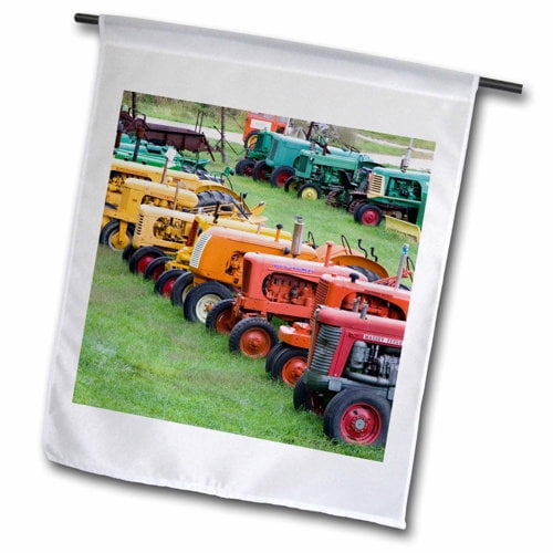3dRose, Vermont, MANCHESTER Antique Farm Tractor - US46 WBI0005 - Walter Bibikow, 12 x 18 inch Garden Flag