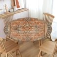 thumbnail image 2 of Vintage Round Fitted Tablecloth with Elastic Edge,Water-Resistant Wipeable Boho Brown Carpet Distressed Rust Dull Teal Tapestry Table Cover for 48-52" Stretch Table Cloth for Dinner Indoor Outdoor, 2 of 8