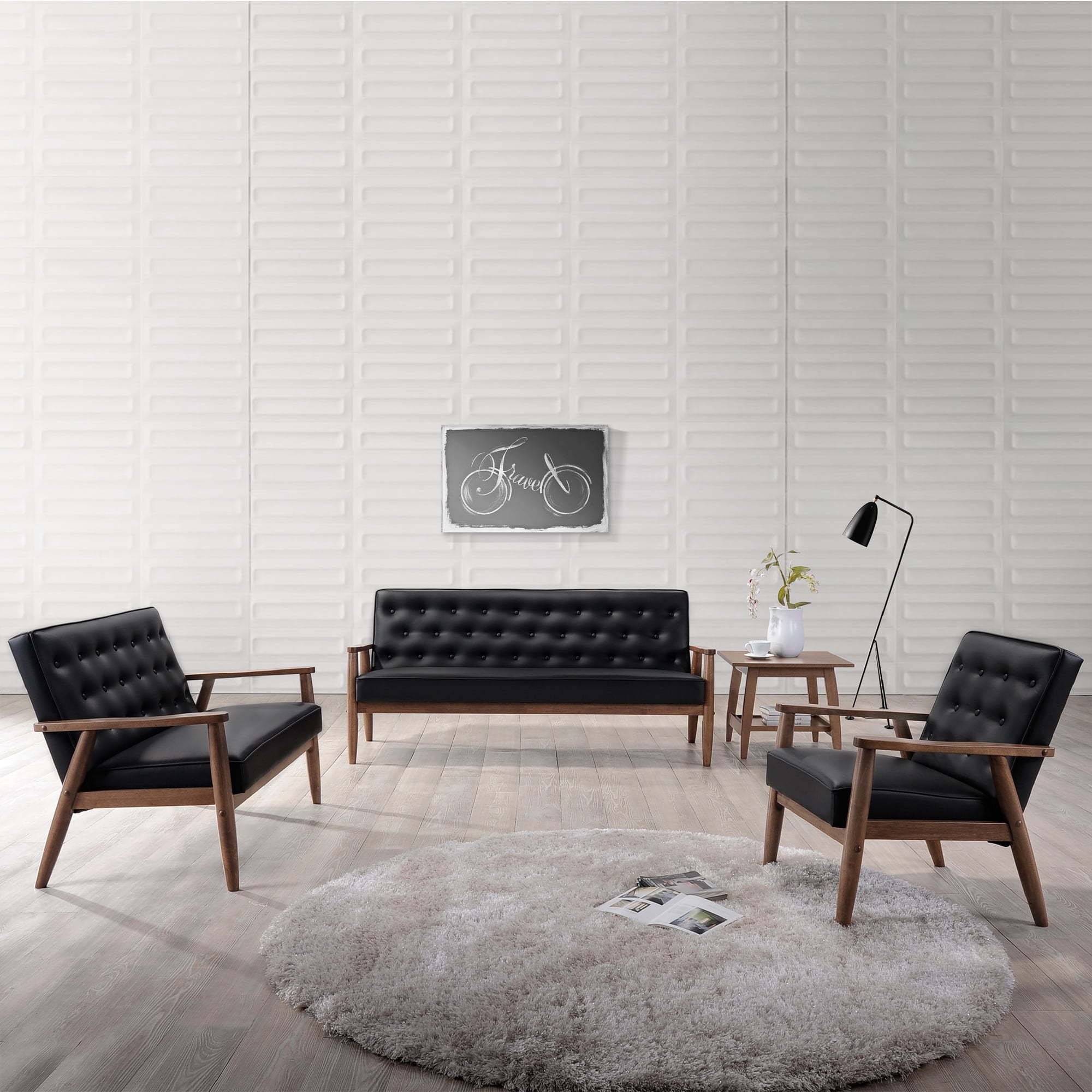 Bellamy Studios Sorbino Leather and Wood Loveseat