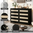 thumbnail image 7 of 8-Drawer Rattan Dresser - Wood Storage for Bedroom, Living Room, Hallway,Black, 7 of 7
