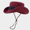 thumbnail image 3 of Vintage Western Cowboy Hat Wide Brim Sun Protection Hat with Adjustable Chin Strap for Outdoor Adventures, 3 of 3