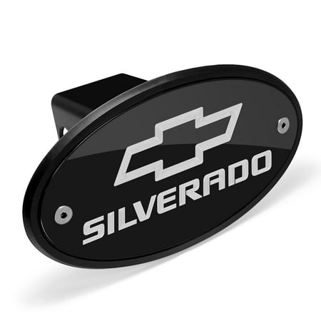 - Chevrolet Logo Silverado Black Metal Plate 2 inch Tow Hitch Cover