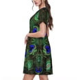 thumbnail image 2 of Balery Peacock Feathers Pattern Womens Dresses Loose Short sleeve Sundresses Swimsuit Coverup 2025 Summer Casual Dress for Women - A-Line Swing Dress, 2 of 6