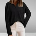 thumbnail image 2 of Elainilye Fashion Under Scrub Shirts Long Sleeve Women Spring V-Neck Pocket Bottom Shirt Solid Casual Pullover Top Blouse,Black, 2 of 6
