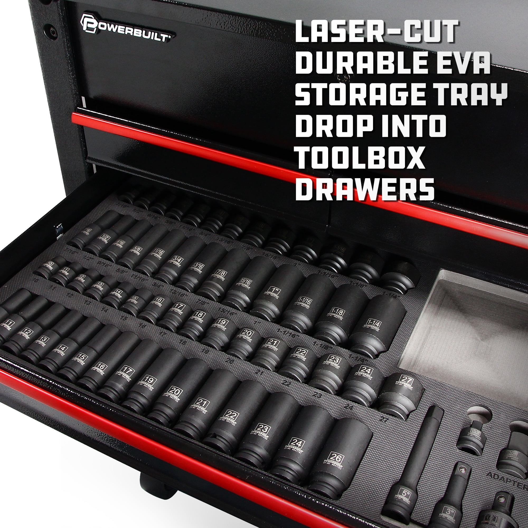 Powerbuilt 63 Piece 6 Point SAE & Metric Pro Tech Impact Socket Set - 949012