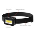 thumbnail image 1 of Lámpara De Cabeza Lámpara Linterna de cabeza LED COB 3 modos linterna de faro impermeable para acampar (negro), 1 of 5