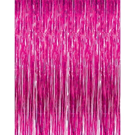 Metallic 3 Ft X 8 Ft Fuchsia Foil Fringe Curtains Door Window