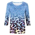 thumbnail image 3 of Fancifize Womens Casual Leopard Print Tops 3/4 Sleeve Summer Shirt Crewneck Loose Fit Tshirts Spring Blouse, 3 of 4