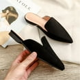 thumbnail image 3 of Women's Spring Autumn Solid Suede Pointed Toe Flat Mule Shoes, 3 of 4