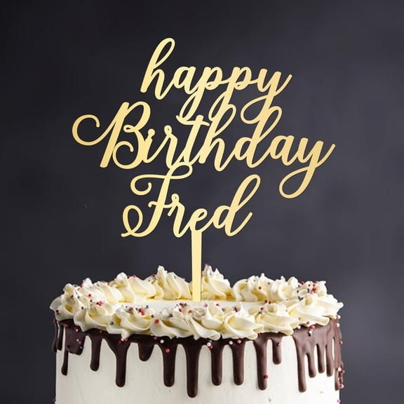 Happy Birthday Cake Topper Personalized Names Numbers Happy Birthday Engraved Cupcake Topper Sign Cupcake Party Cake Decoration for Birthday Anniversary Party Decor Decorations