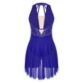 thumbnail image 3 of Ocealan Women Adult Gymnastics Bodysuit Irregular Ballet Leotard Dress Lyrical Tulle Skirt Royal Blue L, 3 of 4