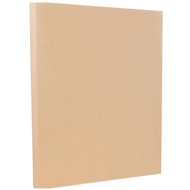 JAM Vellum Bristol 67lb Cardstock, 8.5 x 11 Coverstock, Tan Brown, 50