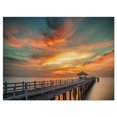 thumbnail image 2 of Colorful Sky and Long Wooden Pier - Pier Seascape Canvas Art Print, 2 of 3