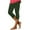 Army Green, variant on Women's Rhinestone Detail Capri Leggings - High Waisted Solid Color Capris Stretch Slim Fit with Crystal Accents