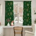 thumbnail image 3 of Christmas Snowflakes Sheer Curtains 72 Inches Long, Winter Xmas Geometric Green Light Filtering Window Curtains for Living Room/Bedroom, Rod Pocket Voile Sheer Curtain Drapes, 52"W x 72"L, 2 Panels, 3 of 9
